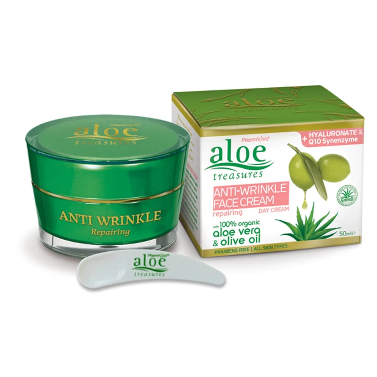 Aloe Treasures Pleťový krém proti vráskám s aloe vera a olivovým olejem (50 ml)